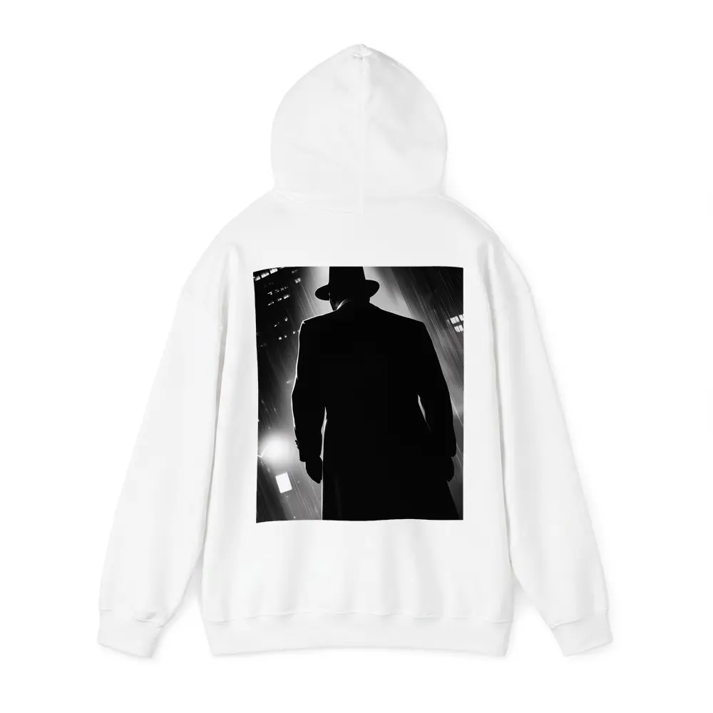 Noir Detective Silhouette Rainy City Night – Hoodies
