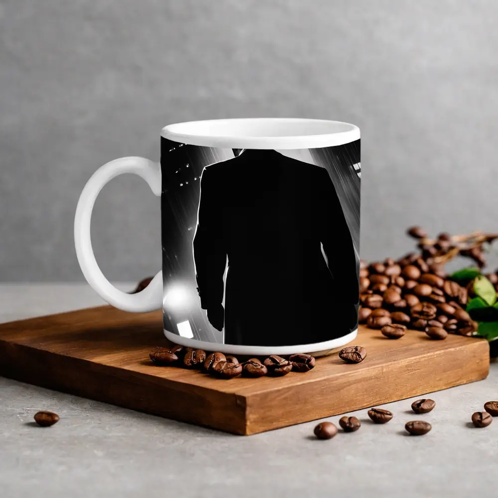 Noir Detective Silhouette Rainy City Night – Mugs