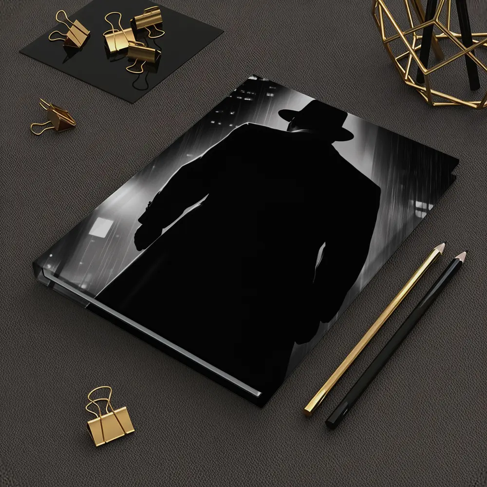 Noir Detective Silhouette Rainy City Night – Notebooks