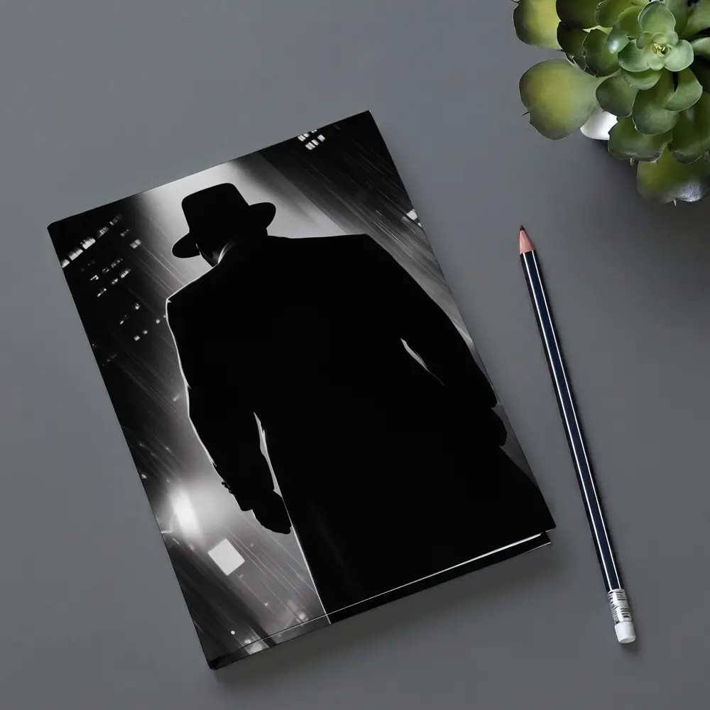 Noir Detective Silhouette Rainy City Night – Notebooks
