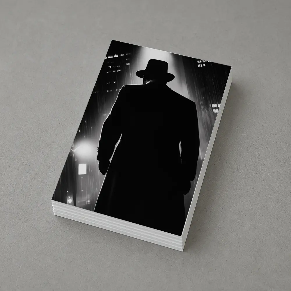 Noir Detective Silhouette Rainy City Night – Postcards