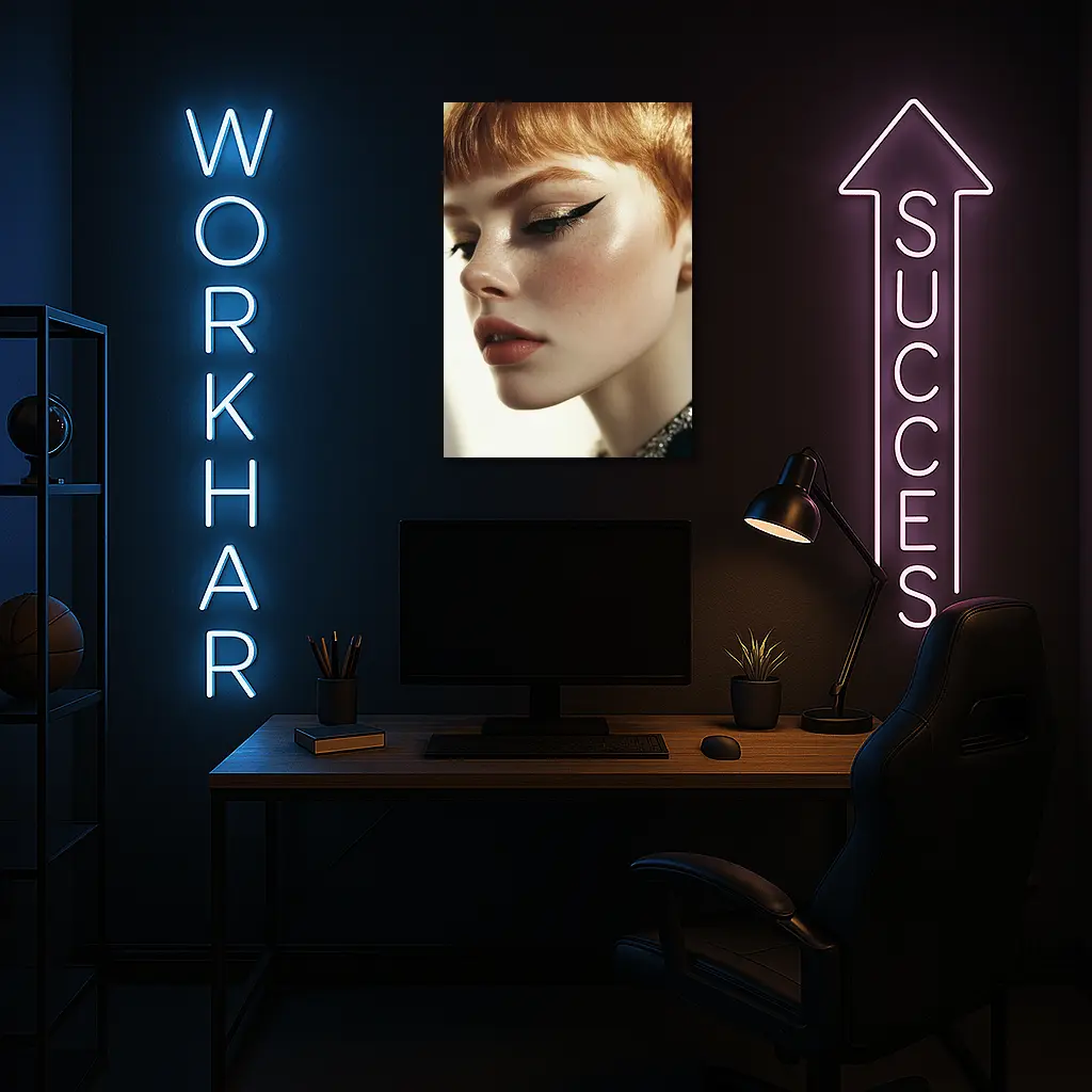 Redhead Woman Bold Gold Eye Makeup – Wall Art