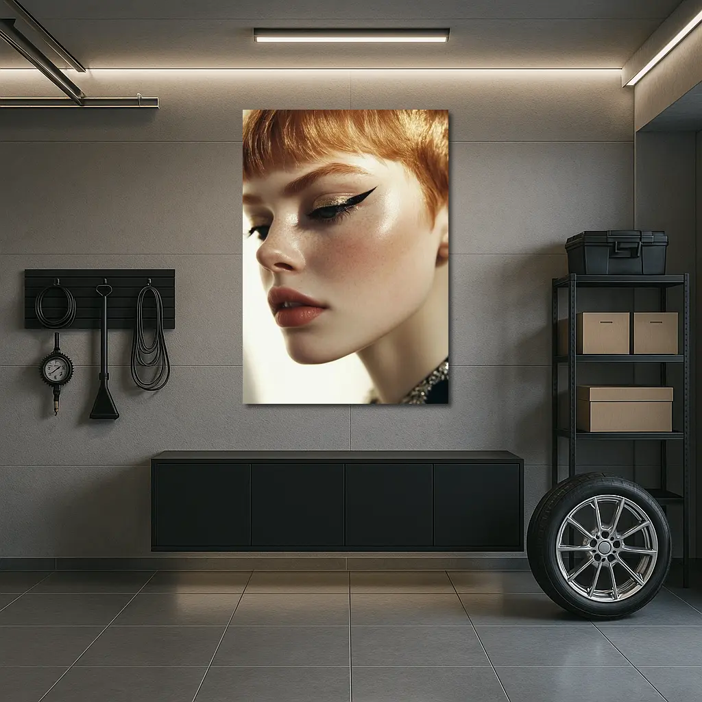 Redhead Woman Bold Gold Eye Makeup – Wall Art