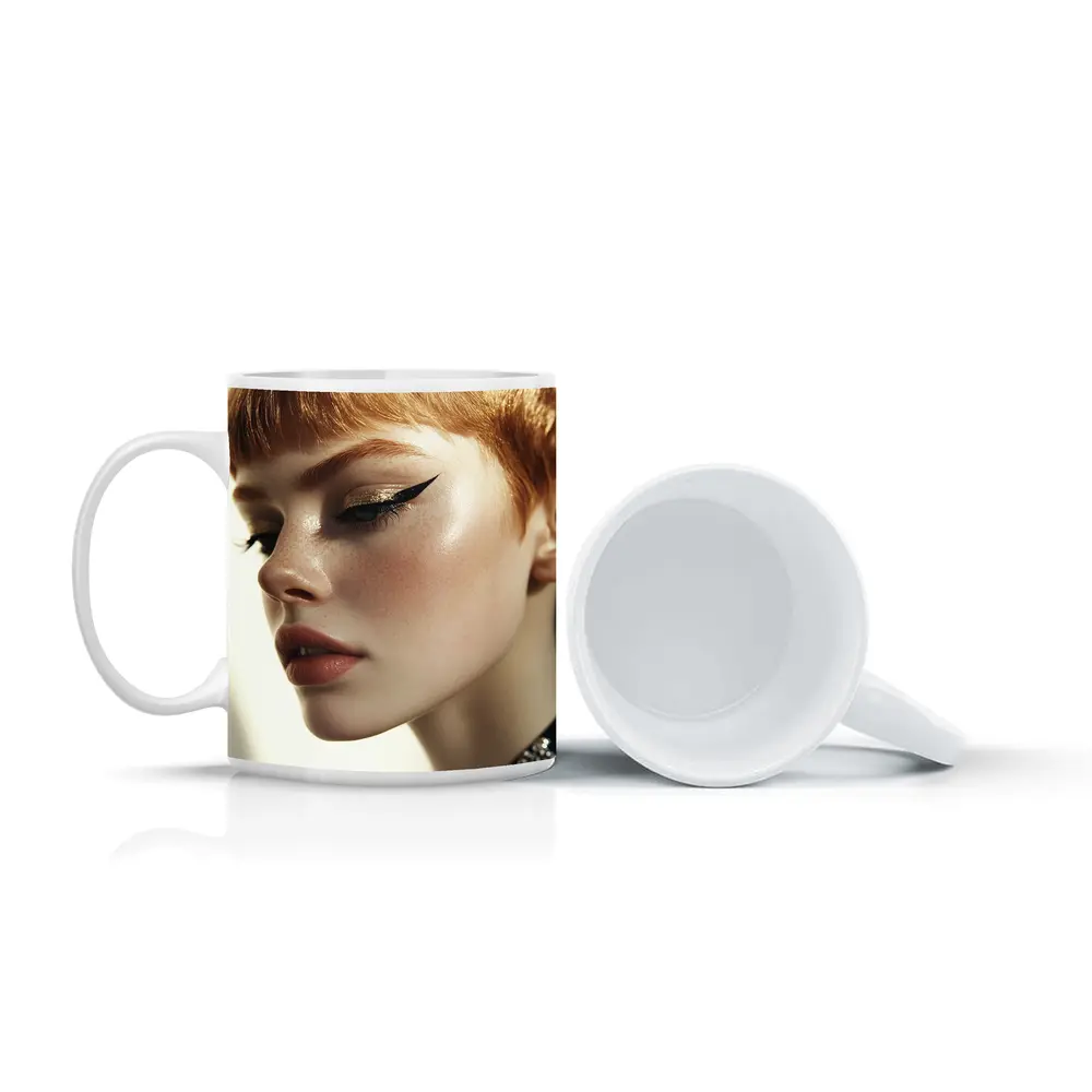 Redhead Woman Bold Gold Eye Makeup – Mugs