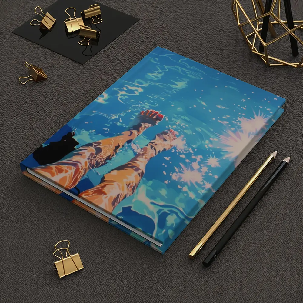 Woman Legs Dangling in Blue Pool – Notebooks