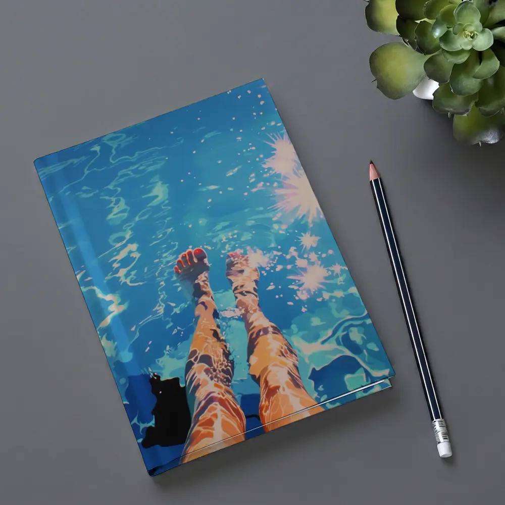Woman Legs Dangling in Blue Pool – Notebooks