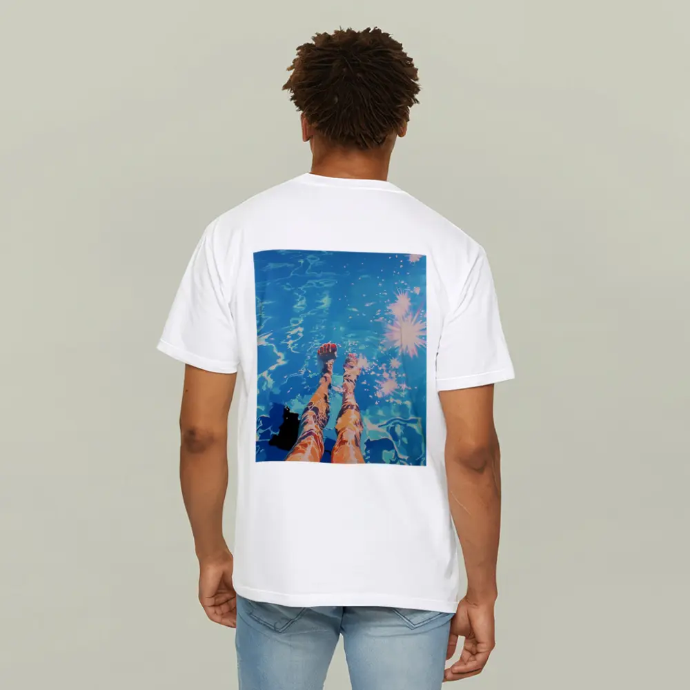 Woman Legs Dangling in Blue Pool – T-Shirts