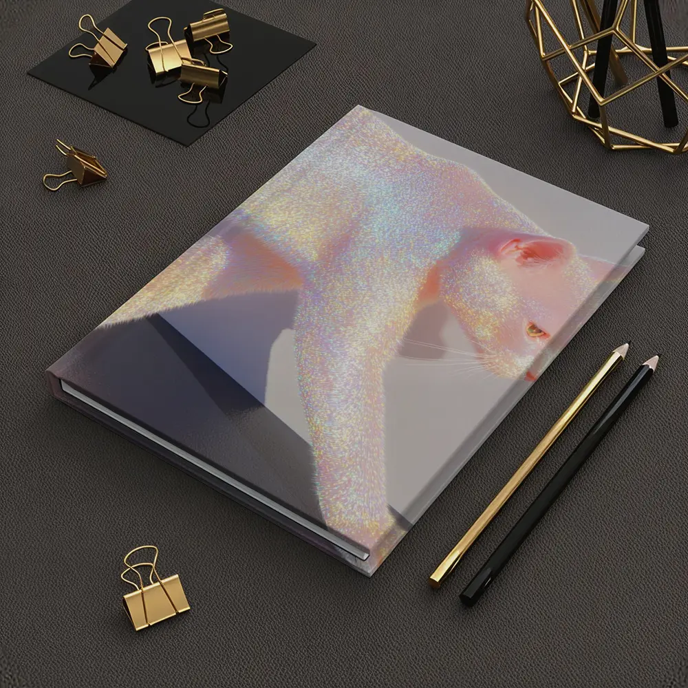 Holographic Glitter Cat Iridescent Pink Art – Notebooks