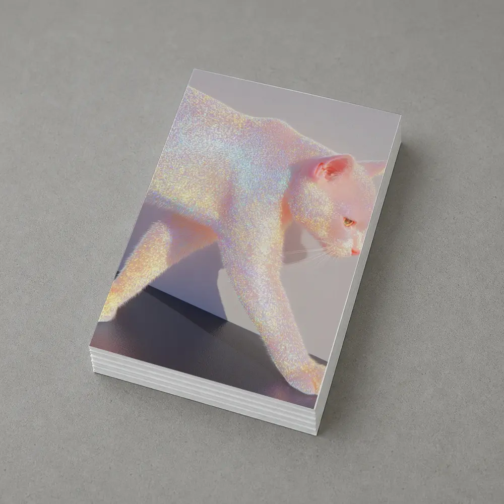 Holographic Glitter Cat Iridescent Pink Art – Postcards