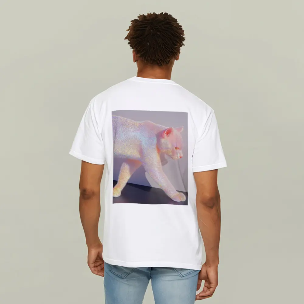 Holographic Glitter Cat Iridescent Pink Art – T-Shirts