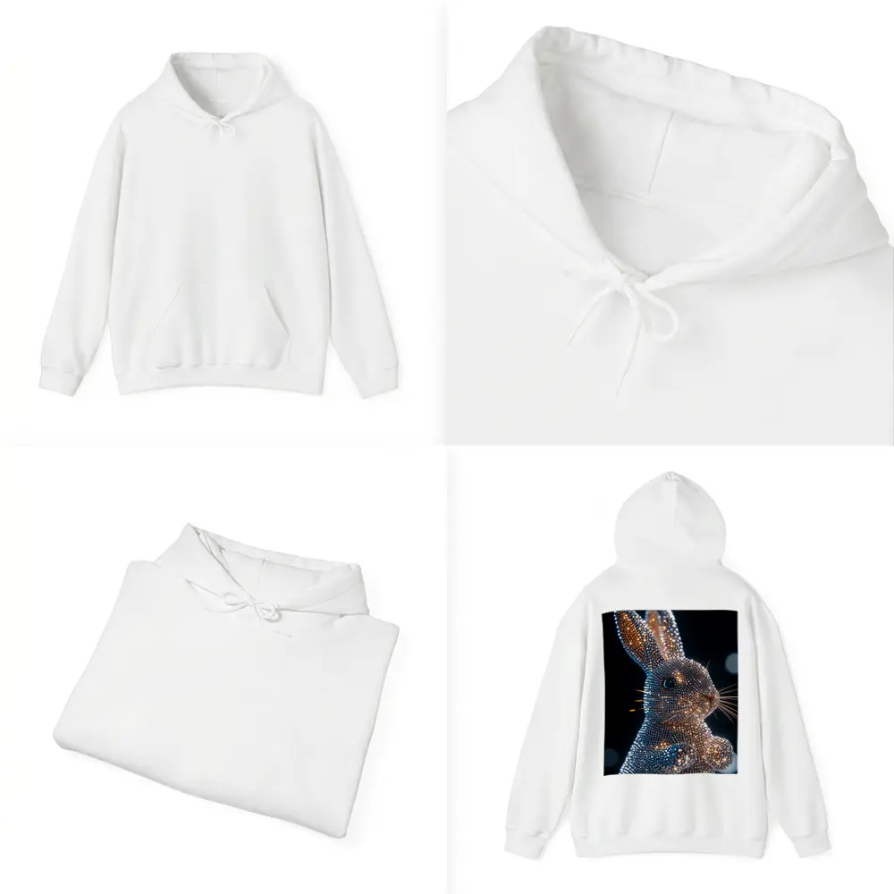 Crystal Diamond Rabbit Sparkling Dark Background – Hoodies