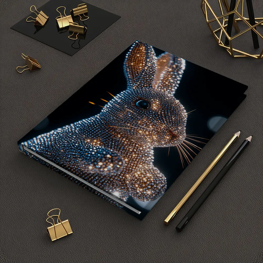Crystal Diamond Rabbit Sparkling Dark Background – Notebooks