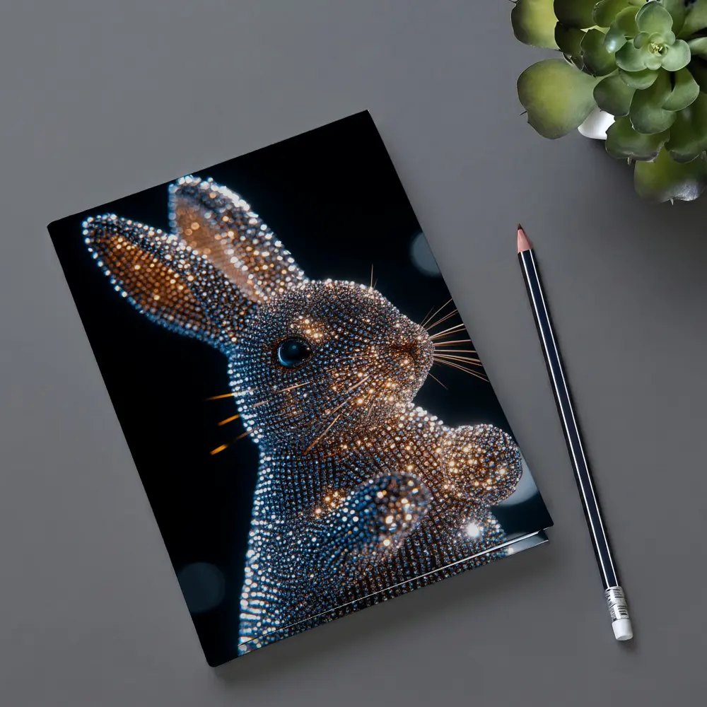 Crystal Diamond Rabbit Sparkling Dark Background – Notebooks
