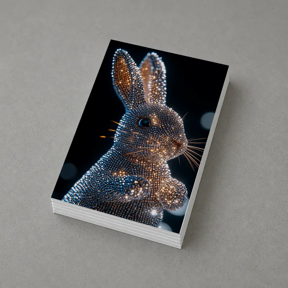 Crystal Diamond Rabbit Sparkling Dark Background – Postcards