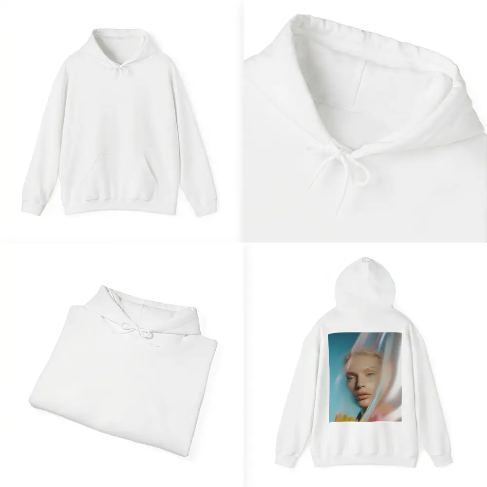 Woman Portrait Through Glass With Flowers – Hoodies