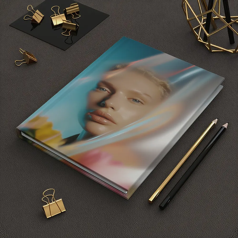 Woman Portrait Through Glass With Flowers – Notebooks