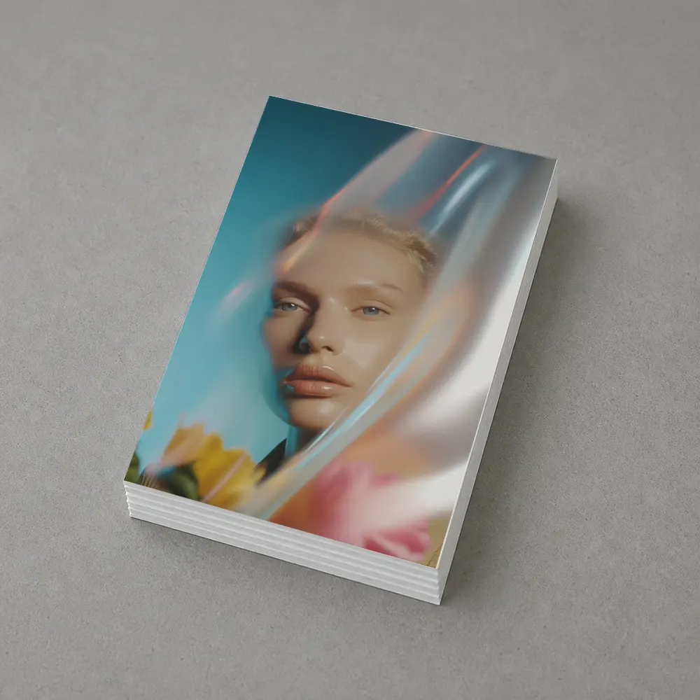 Woman Portrait Through Glass With Flowers – Postcards