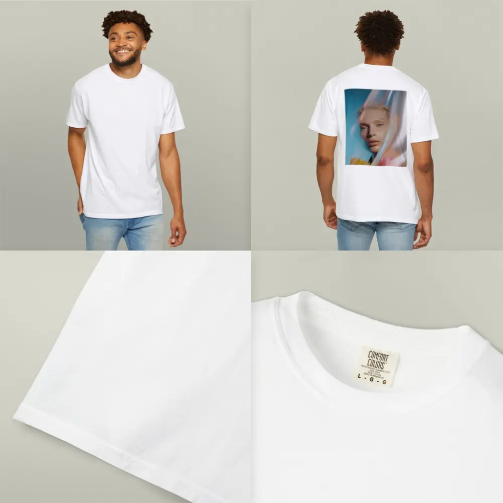 Woman Portrait Through Glass With Flowers – T-Shirts