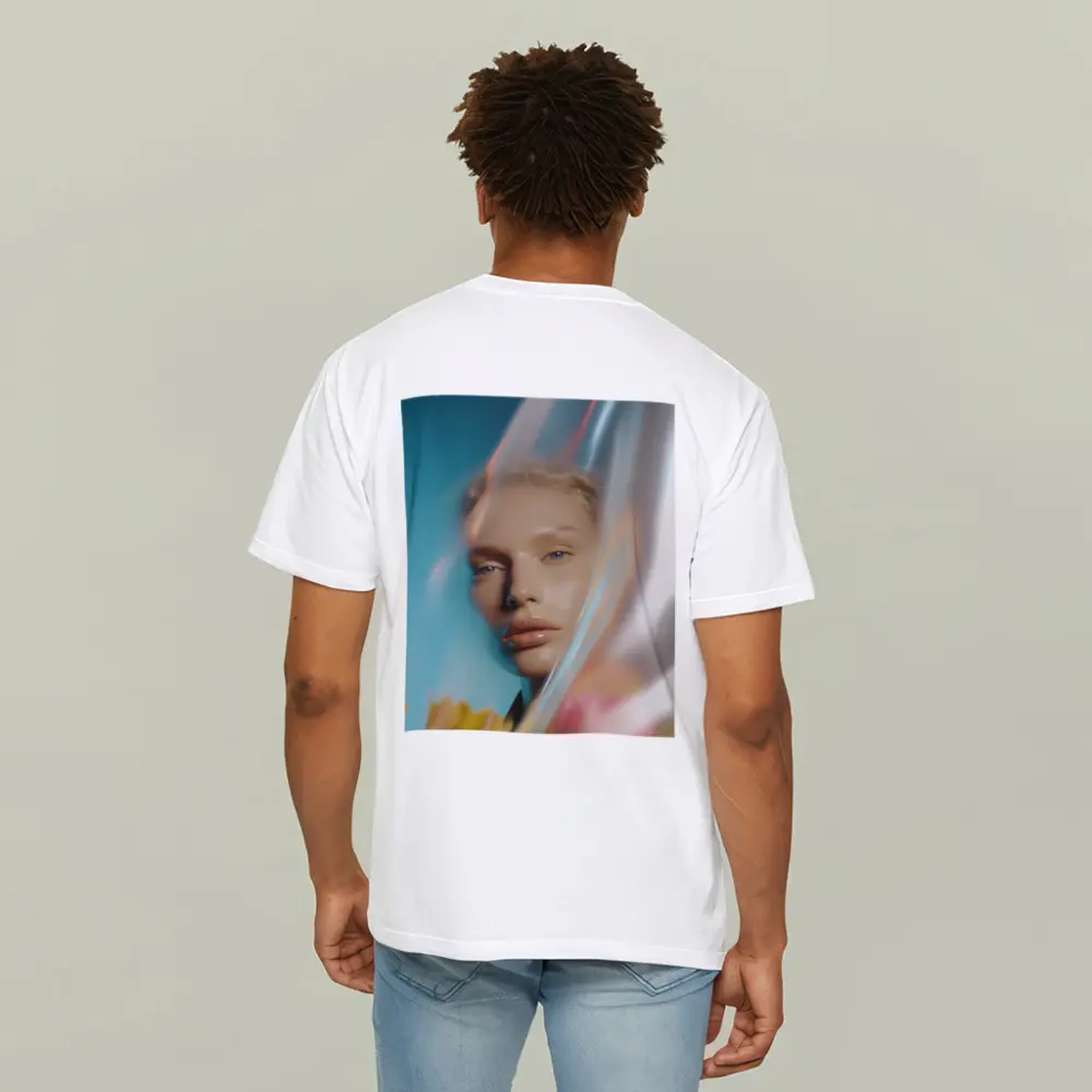 Woman Portrait Through Glass With Flowers – T-Shirts