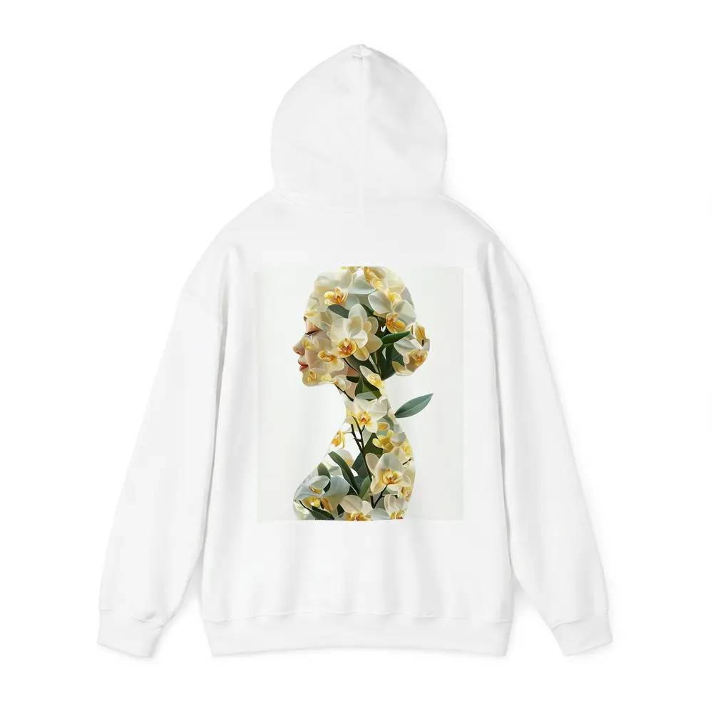 Woman Silhouette Double Exposure White Orchids – Hoodies