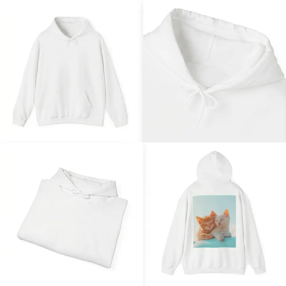 Two Kittens Cuddling Against Light Blue Sky – Hoodies
