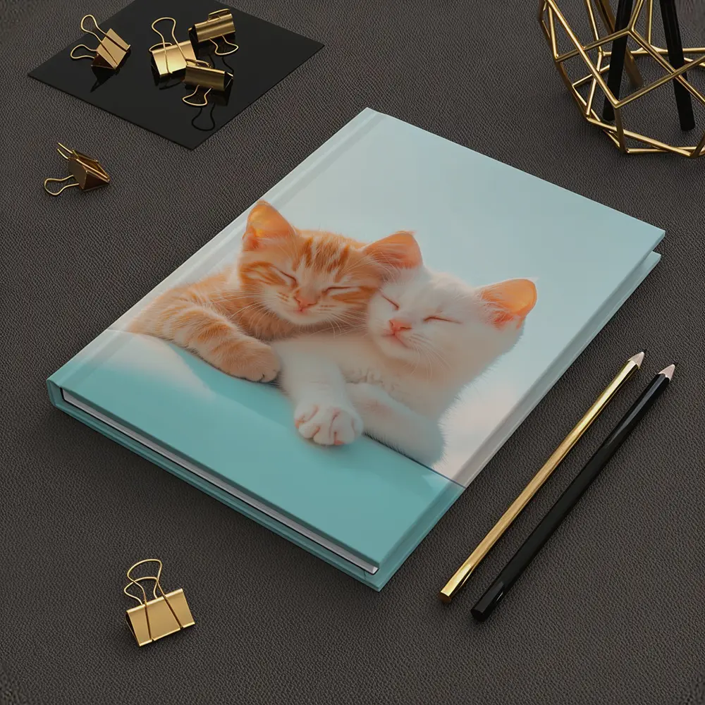 Two Kittens Cuddling Against Light Blue Sky – Notebooks