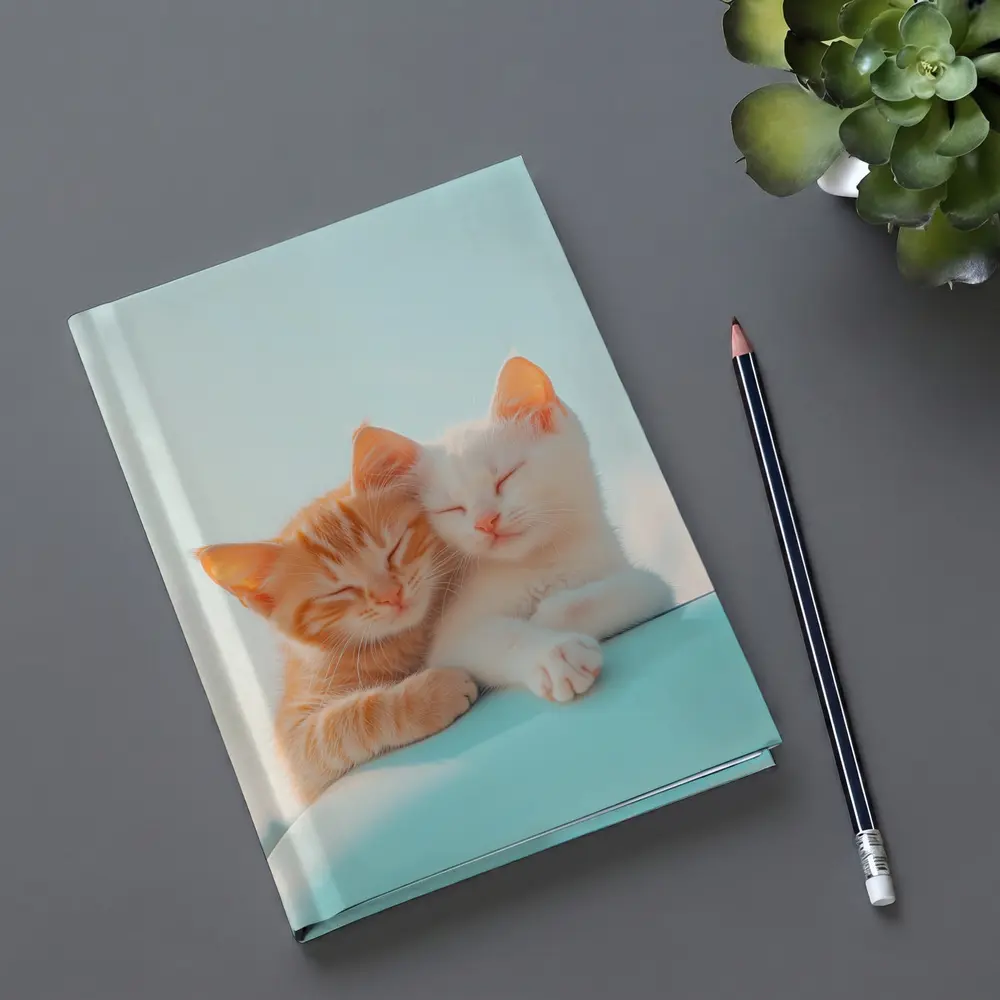 Two Kittens Cuddling Against Light Blue Sky – Notebooks