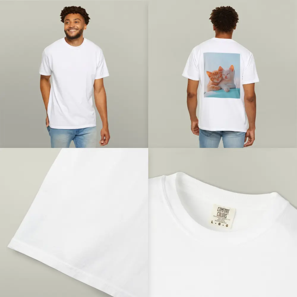 Two Kittens Cuddling Against Light Blue Sky – T-Shirts