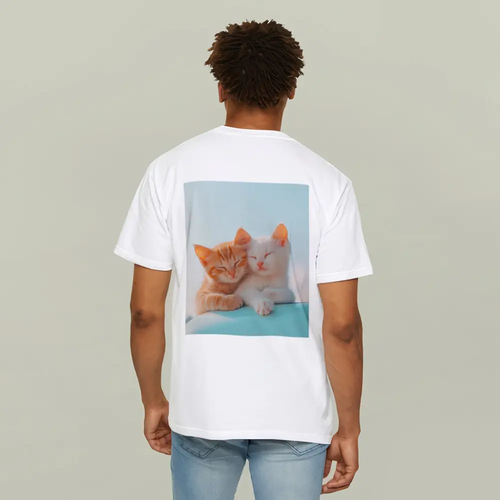 Two Kittens Cuddling Against Light Blue Sky – T-Shirts