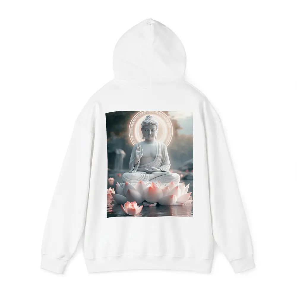 White Buddha Lotus Flower Glowing Halo Water – Hoodies