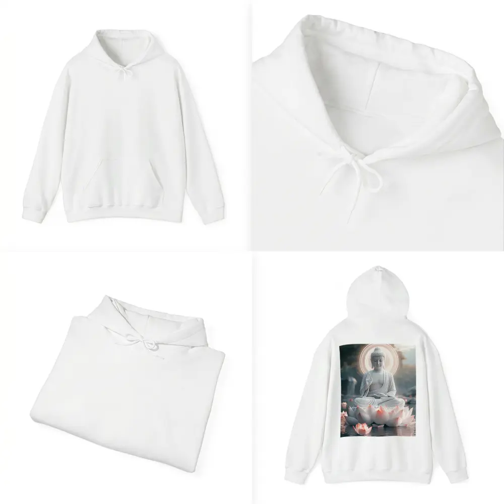 White Buddha Lotus Flower Glowing Halo Water – Hoodies