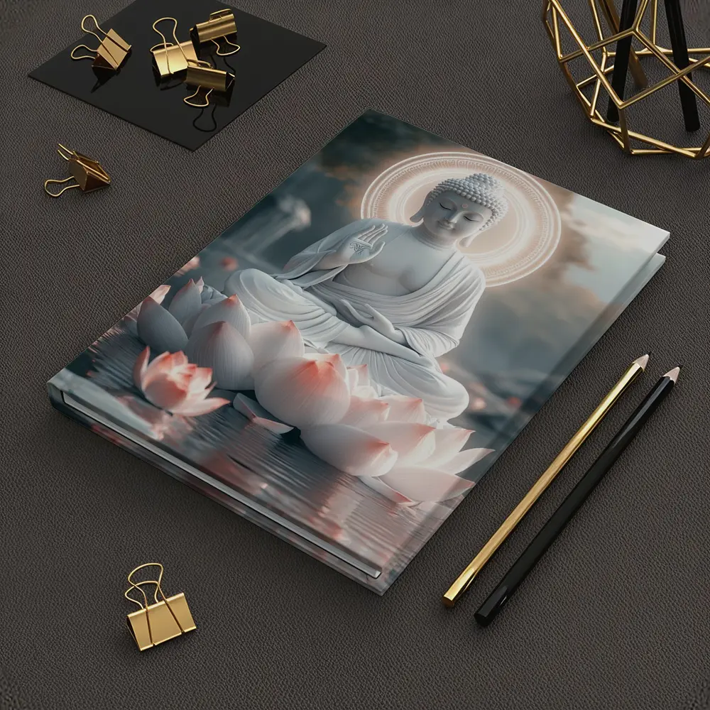White Buddha Lotus Flower Glowing Halo Water – Notebooks