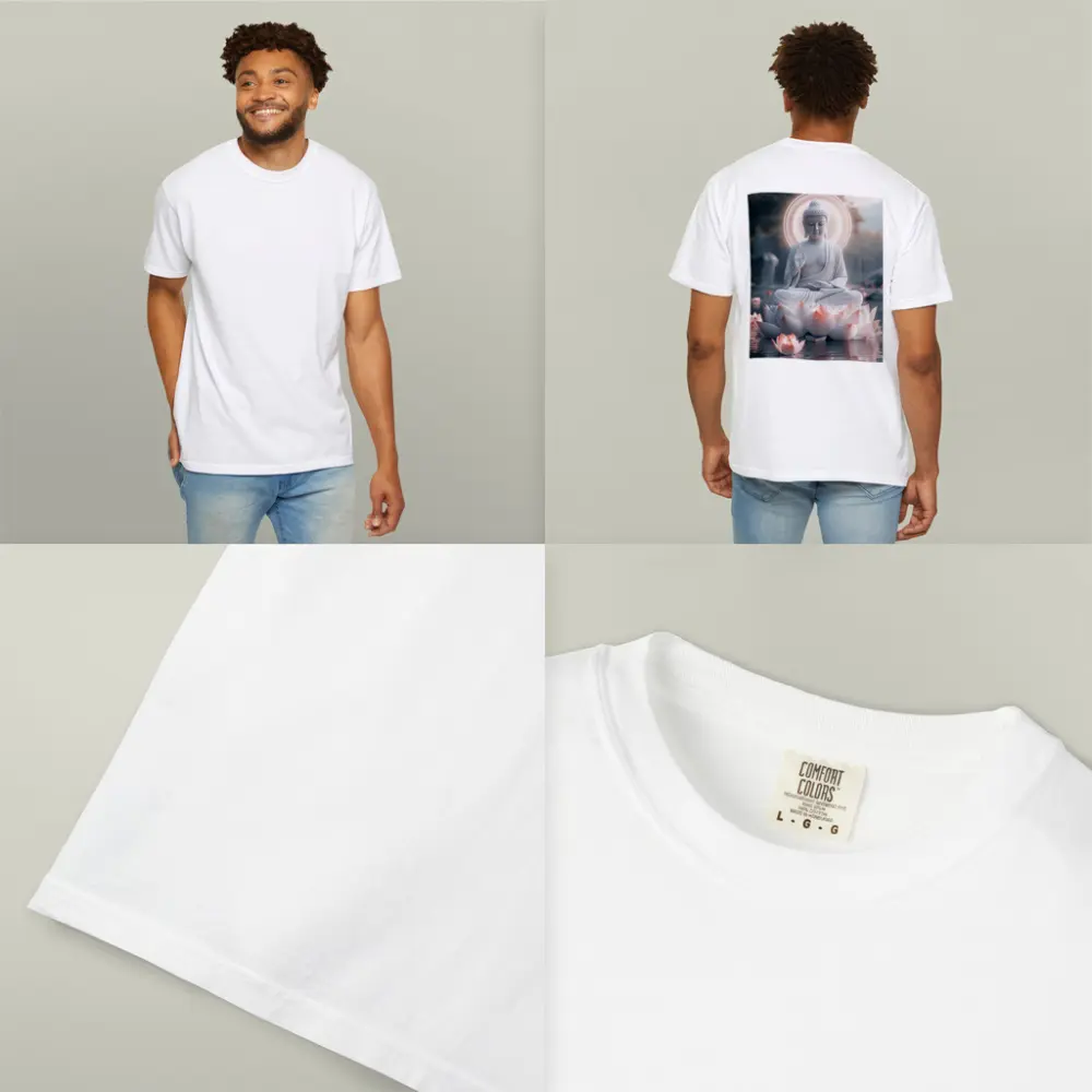 White Buddha Lotus Flower Glowing Halo Water – T-Shirts