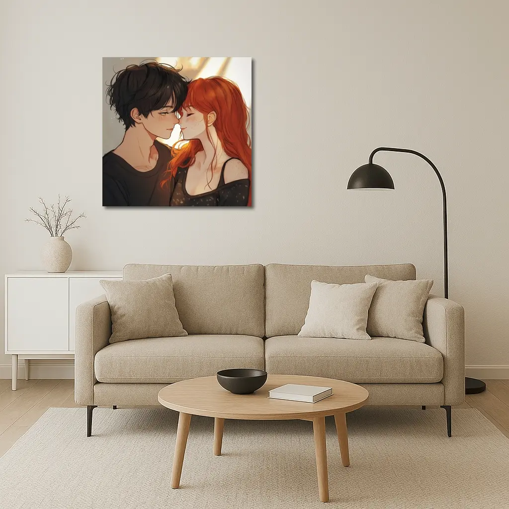 Anime Couple Romance Close Moment Art – Wall Art