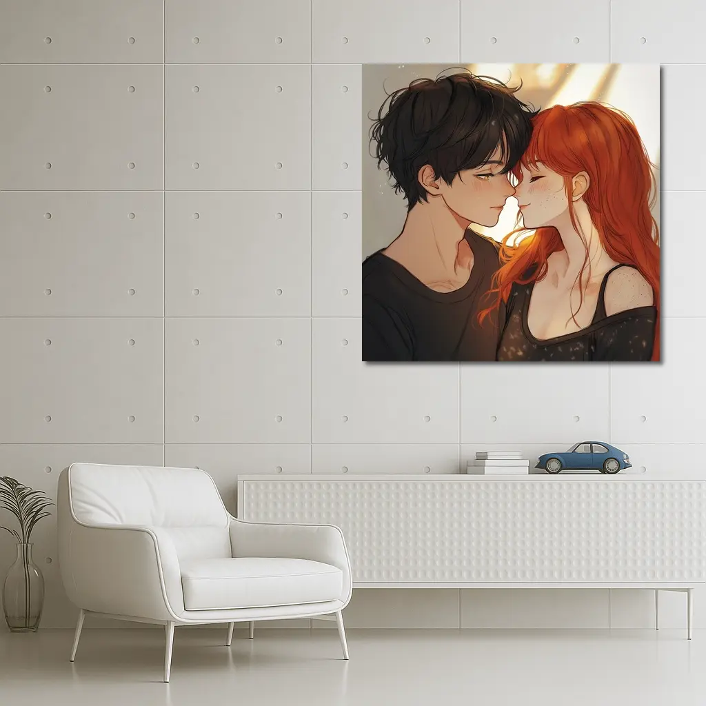 Anime Couple Romance Close Moment Art – Wall Art