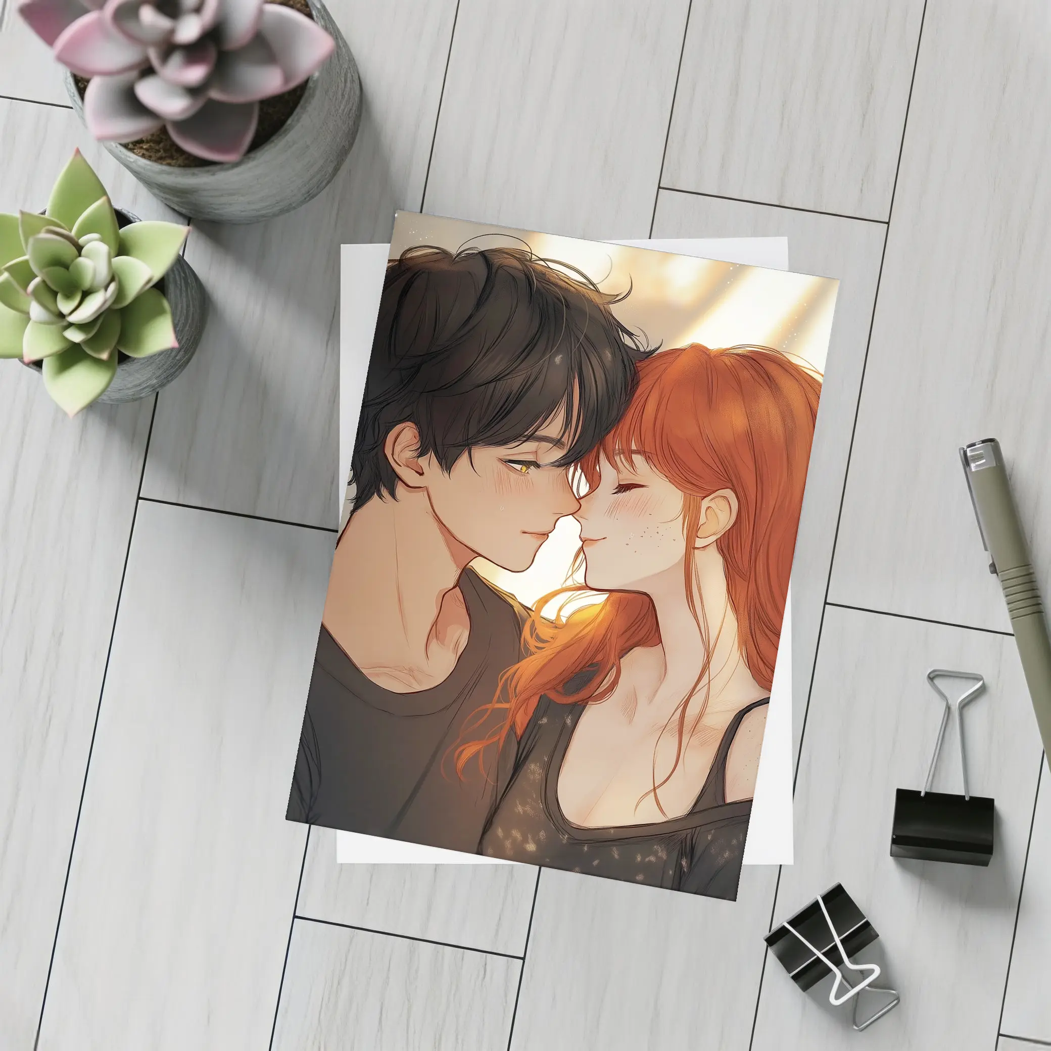 Anime Couple Romance Close Moment Art – Postcards