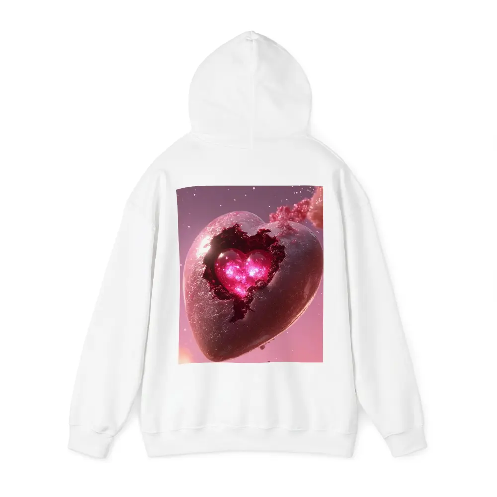 Glowing Pink Heart Stone Cosmic Art – Hoodies