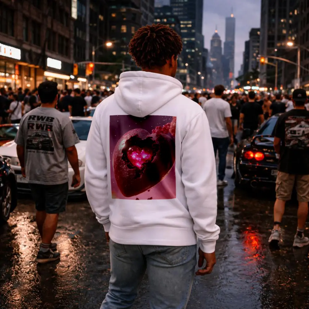 Glowing Pink Heart Stone Cosmic Art – Hoodies