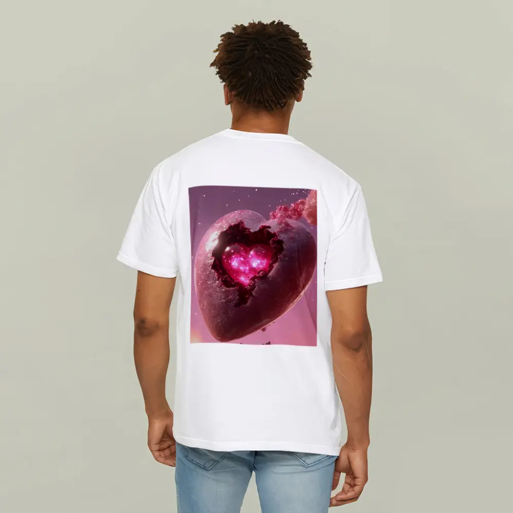 Glowing Pink Heart Stone Cosmic Art – T-Shirts