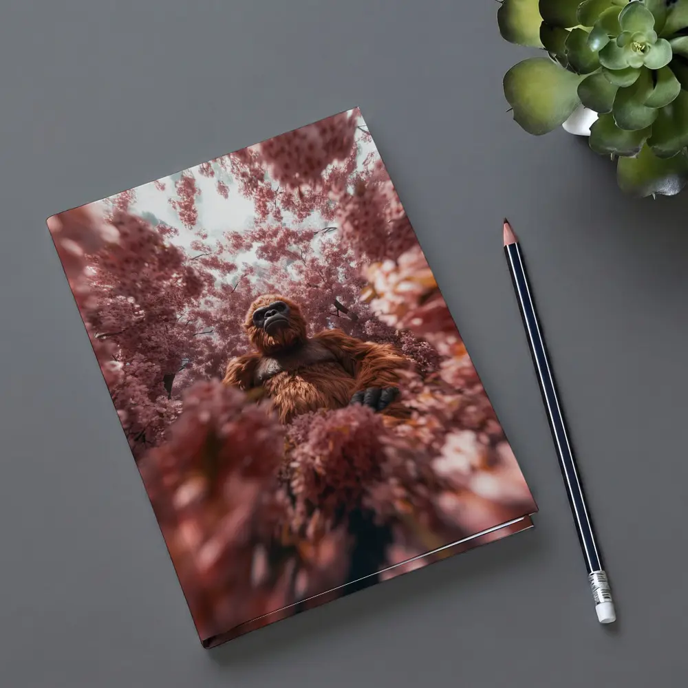Gorilla Among Pink Blossoms Surreal Art – Notebooks