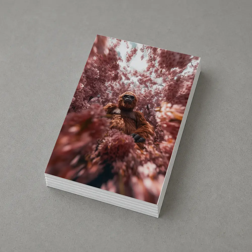 Gorilla Among Pink Blossoms Surreal Art – Postcards