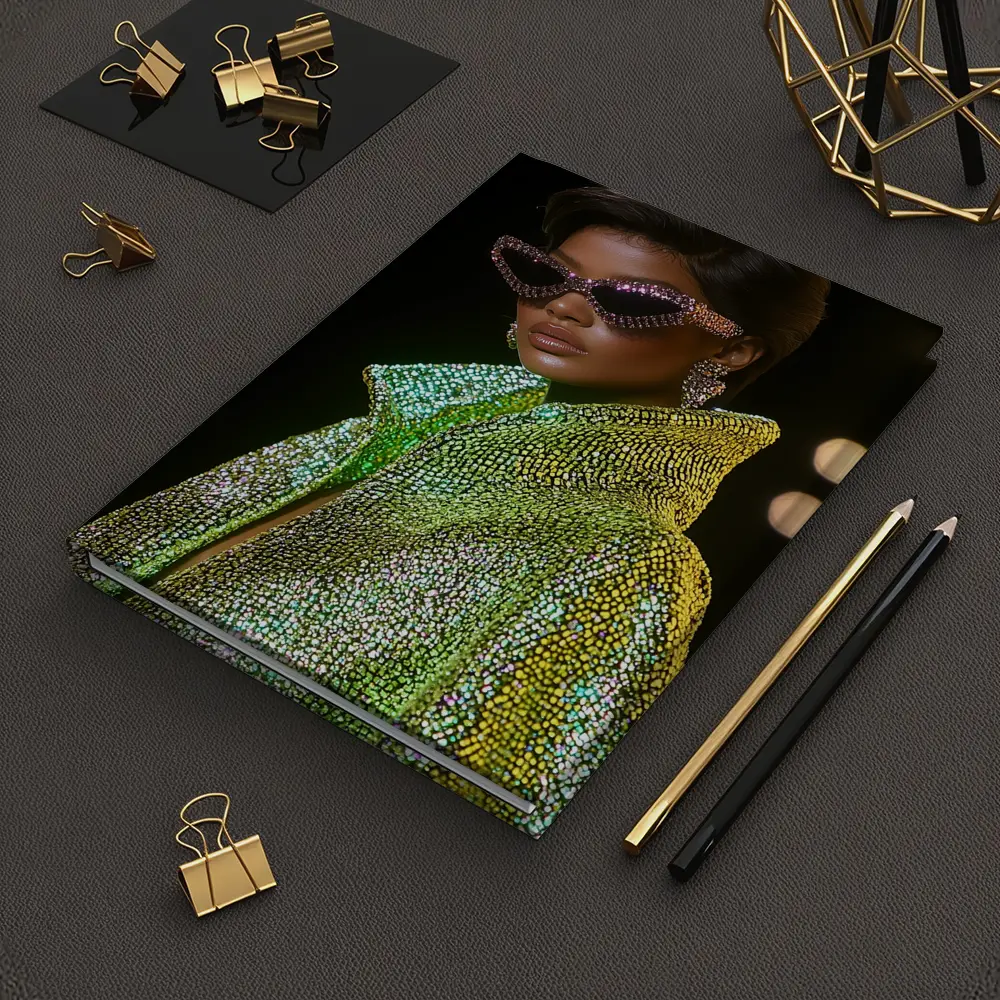 Glam Woman Crystal Sunglasses Green Sequin Jacket – Notebooks