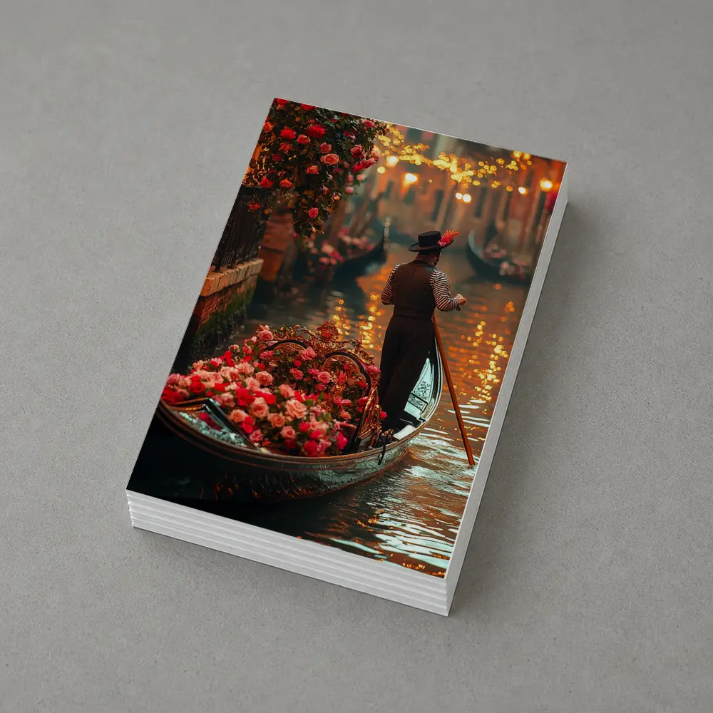 Gondolier On Venice Canal With Roses – Postcards