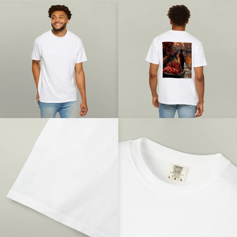 Gondolier On Venice Canal With Roses – T-Shirts