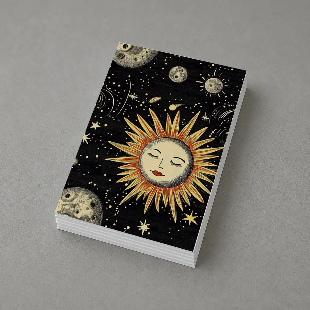 Celestial Sun Face Black Space Art – Postcards