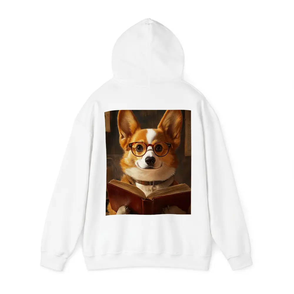 Corgi Dog Reading Book With Glasses – Hoodies