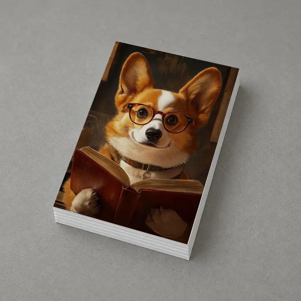 Corgi Dog Reading Book With Glasses – Postcards