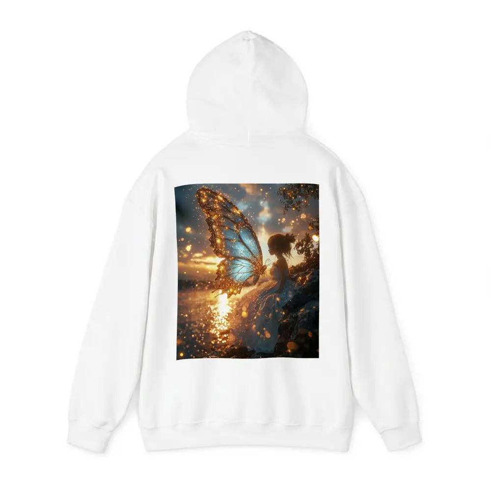 Fairy Girl Butterfly Wings Golden Sunset Water – Hoodies
