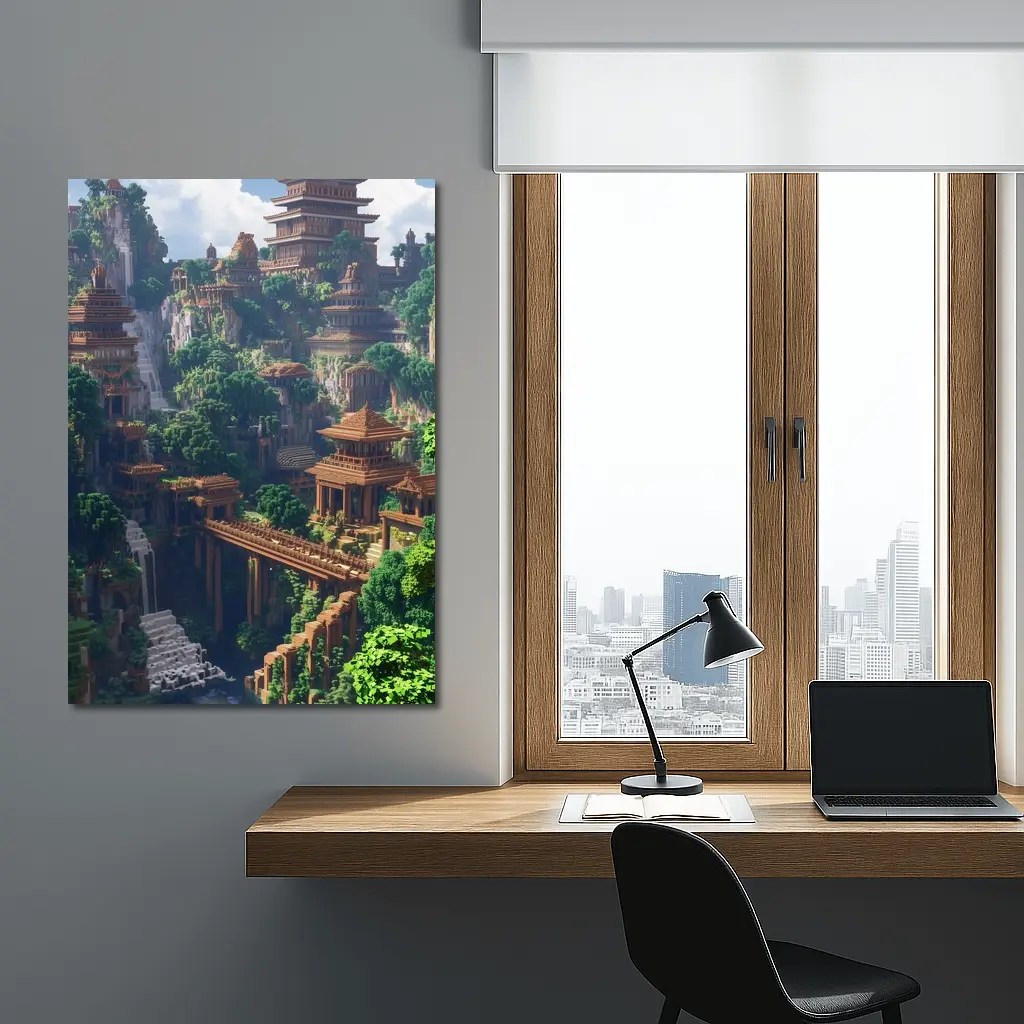 Minecraft Ancient Temple City Jungle Waterfall – Wall Art