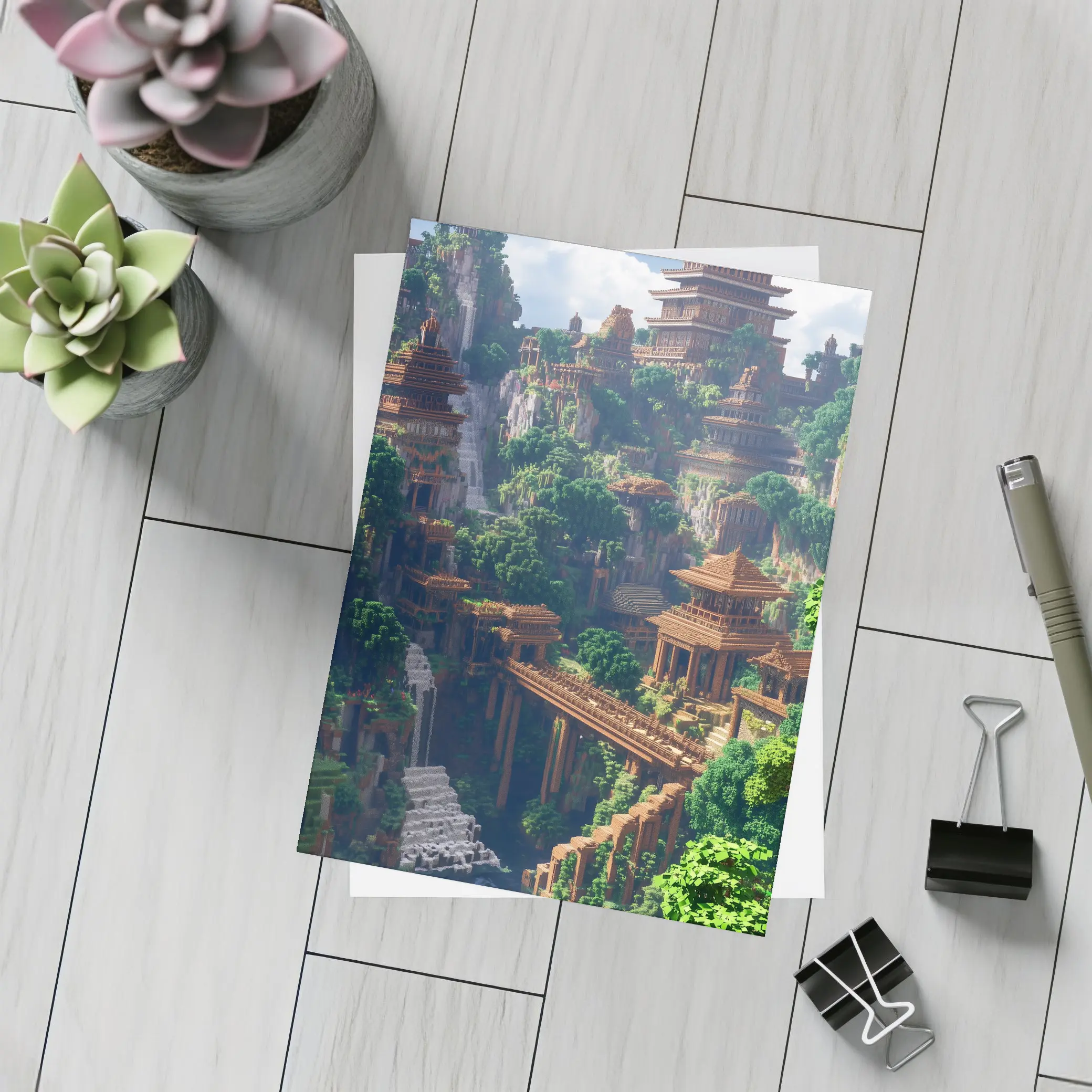 Minecraft Ancient Temple City Jungle Waterfall – Postcards